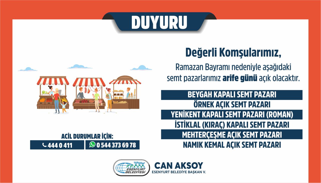 Arife Günü Açık Pazarlar