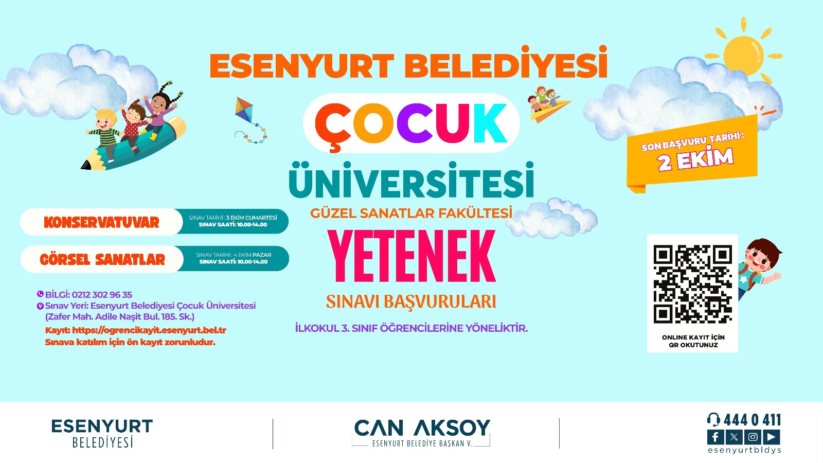 Esenyurt Belediyesi Çocuk Üniversitesi Güzel Sanatlar Fakültesi Yetenek Sınavı Başvuruları