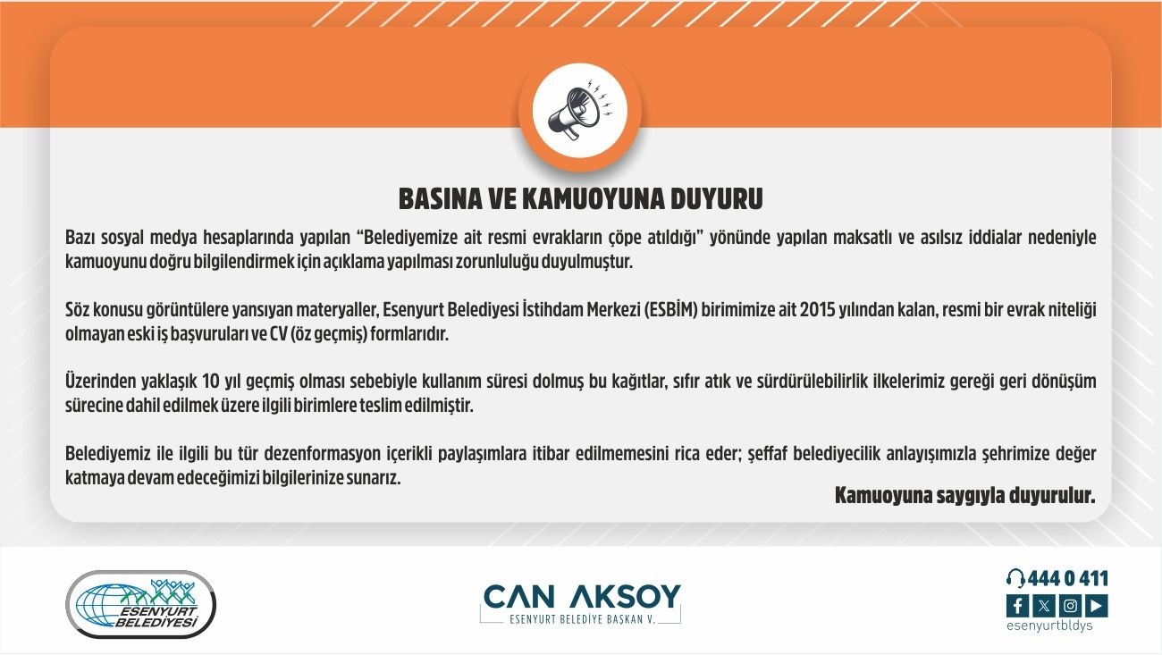 Basına ve Kamuoyuna Duyuru