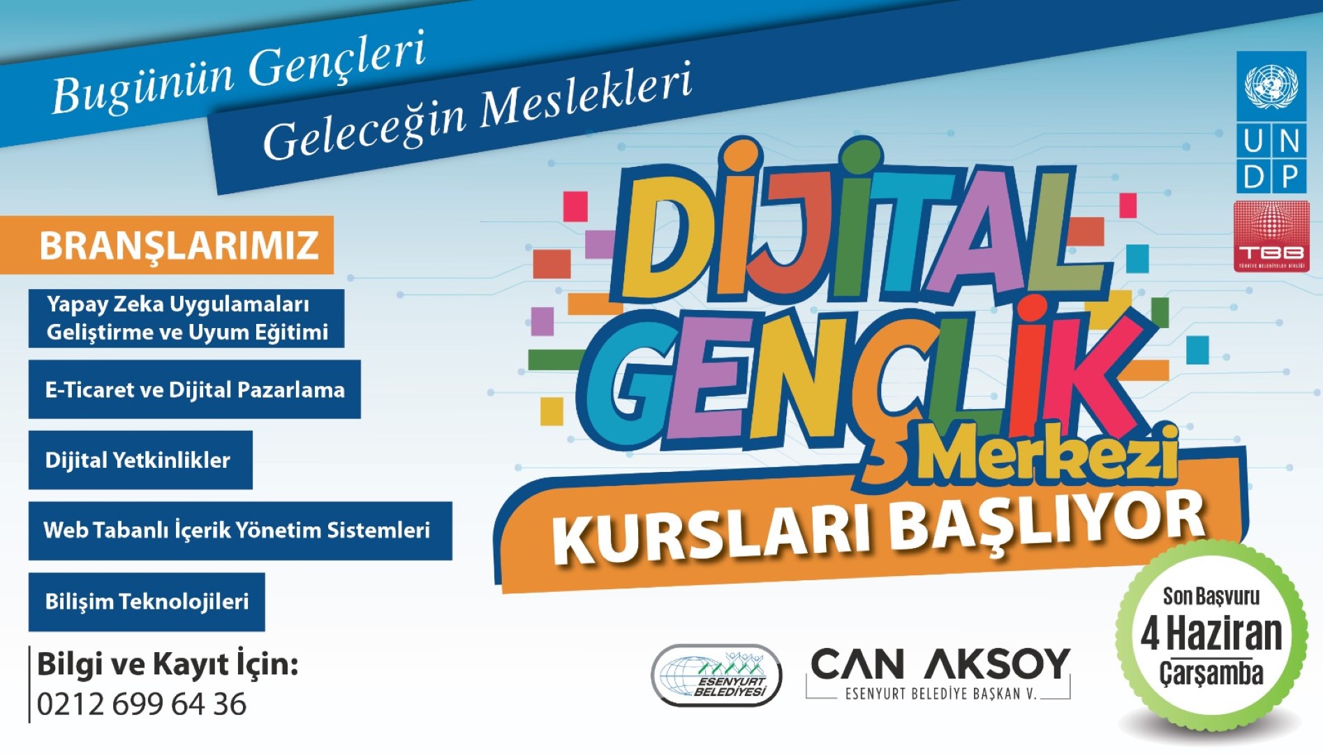 Dijital Gençlik Merkezi Kursları Başlıyor